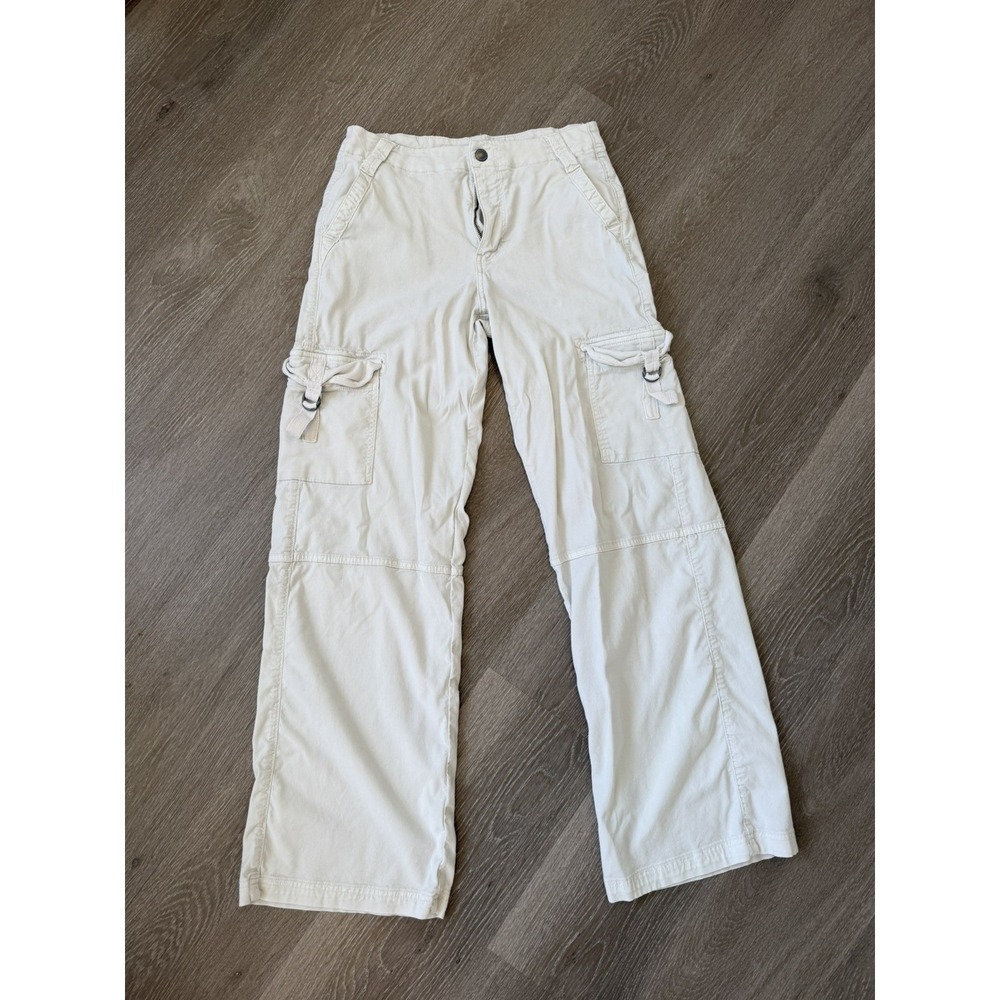 American Eagle Cargo Pants Womens 0 Off White Baggy Wide Leg High Rise Ivory